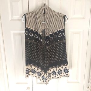 Aryeh S open front knit vest fairisle, brown and cream